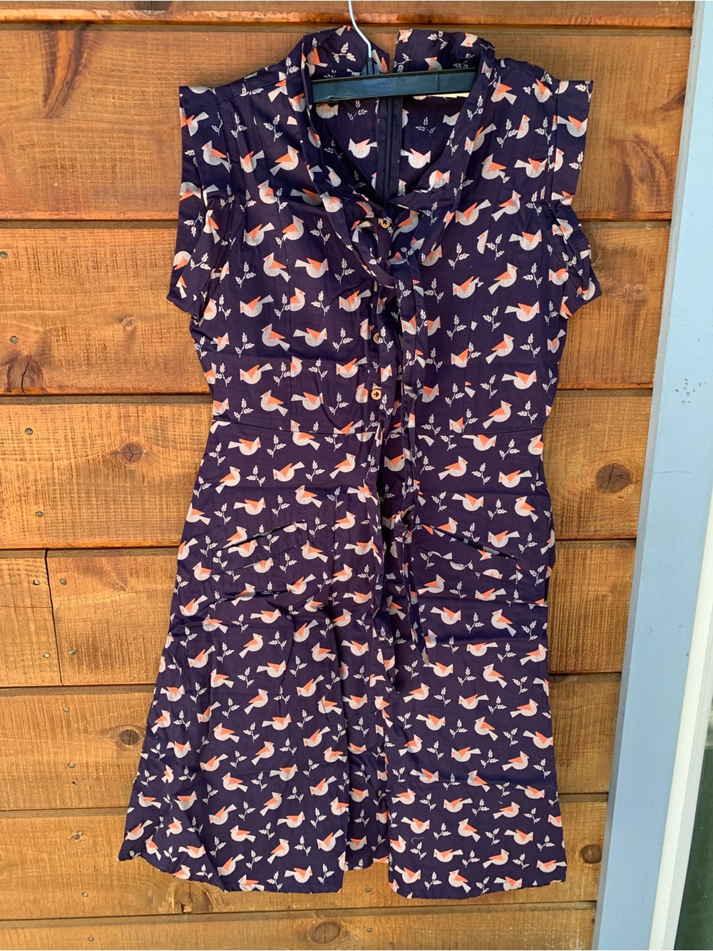 Mata Traders Navy Dress with Orange & White Fox Print